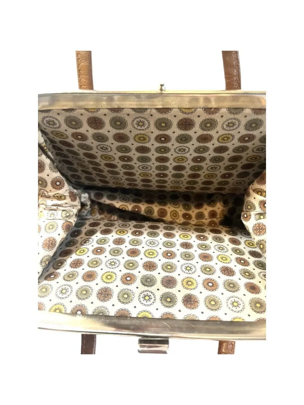Vintage Handmade 60's Leather Kiss Lock Handbag
